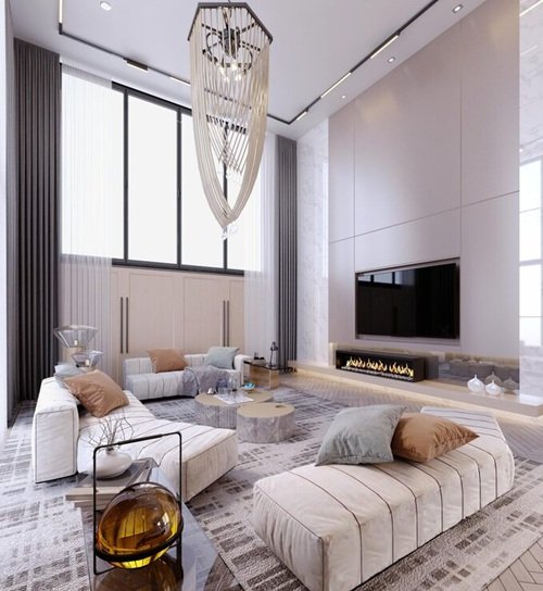 modern living room renovation dubai